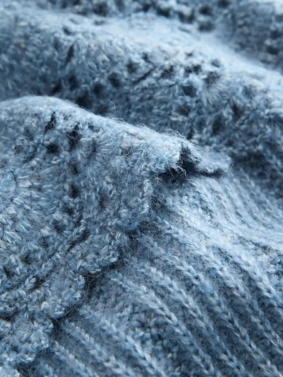 Chambray blauw - Ribbed Knit Jumper With Crochet Sailor Collar