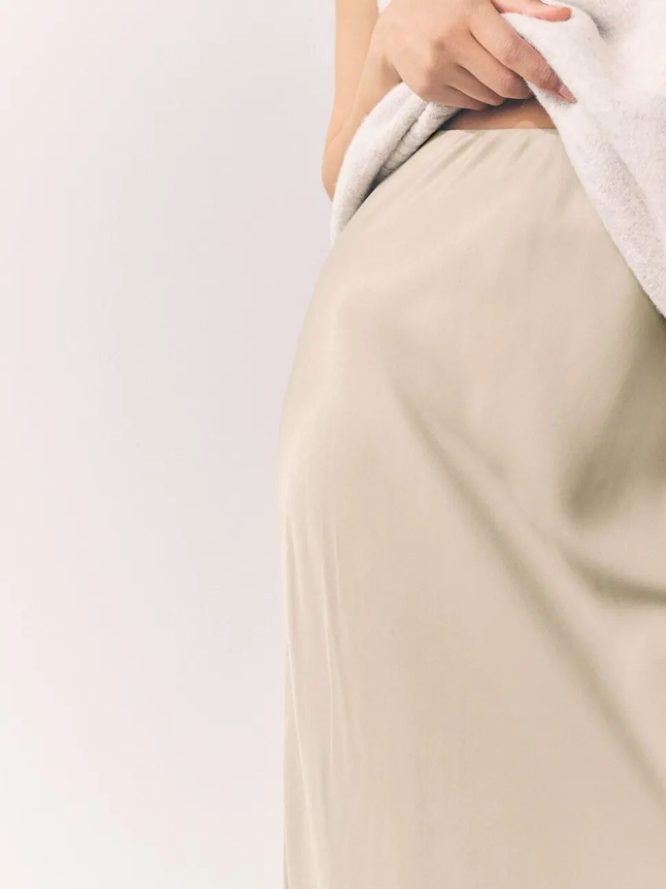 Champagne-goud - Satijnen midirok