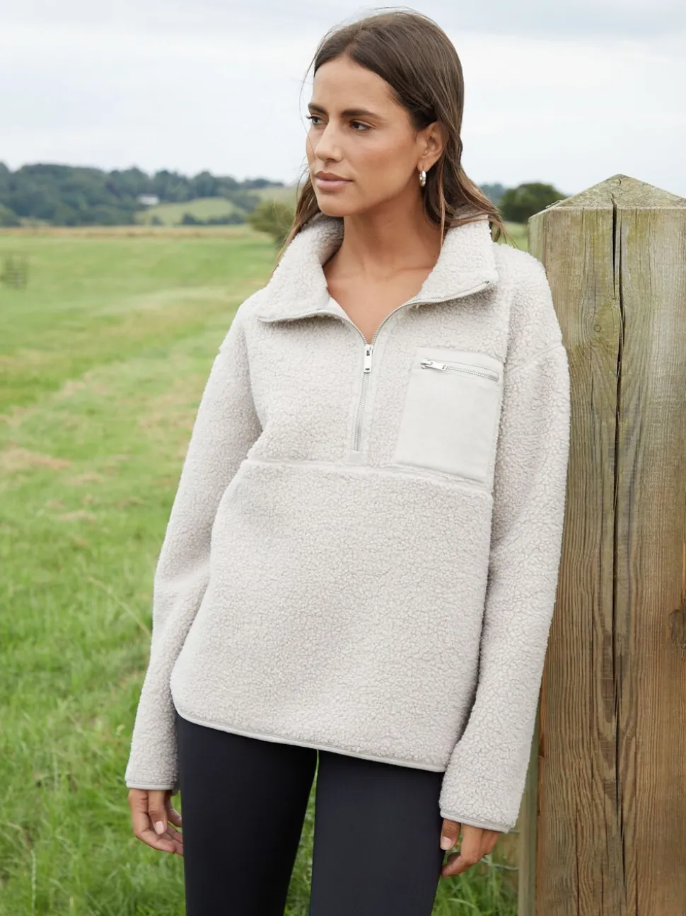 Champignon - Threadbare borgfleece met korte rits