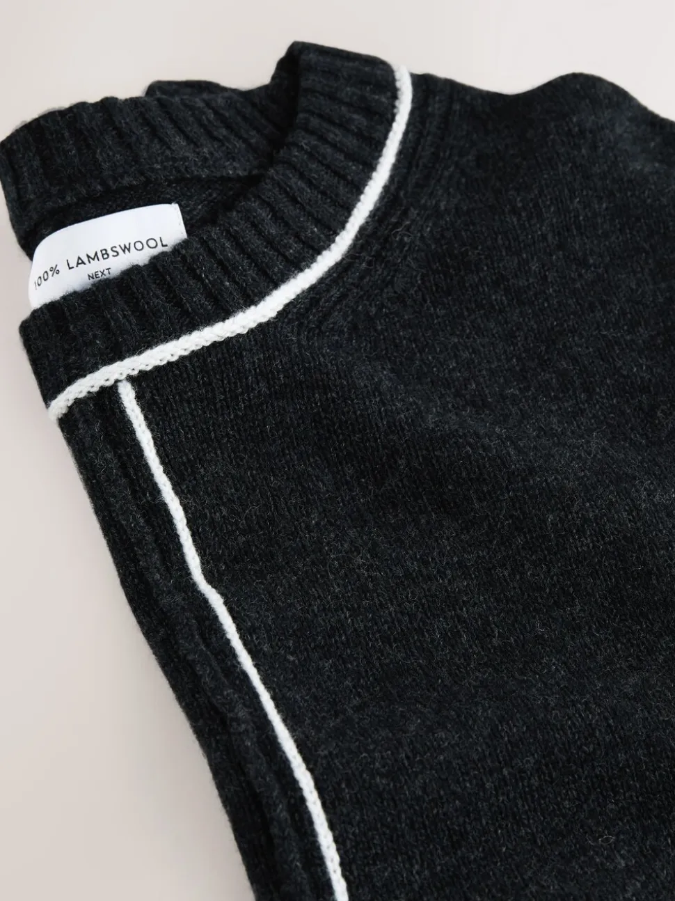 Charcoal Tipped - 100% N.Premium trui van lamswol met ronde hals