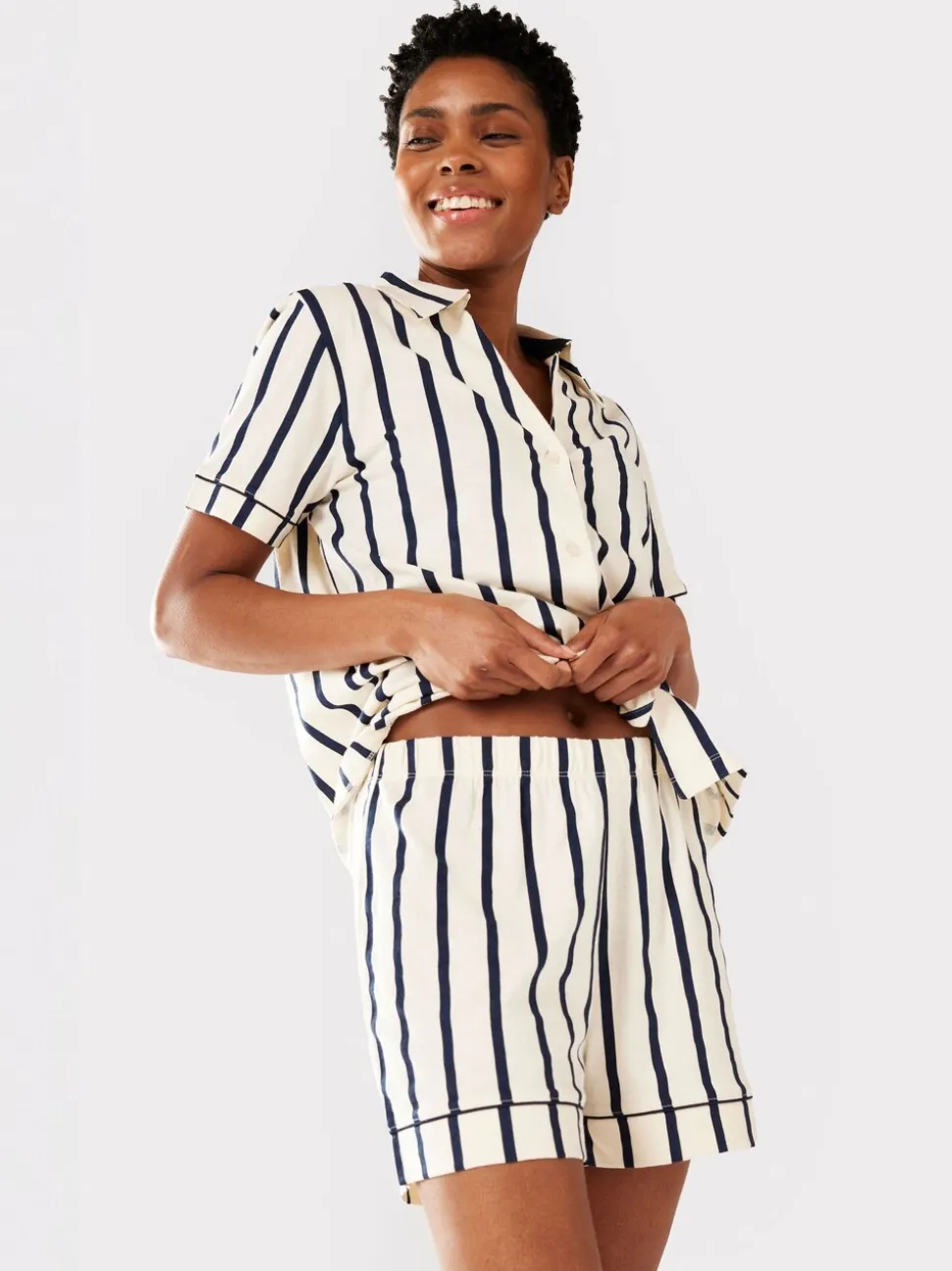 Chelsea Peers 100% Cotton Stripe Short Pyjamas Set