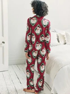 Chelsea Peers Christmas Jolly Santa Print Long Pyjamas Set