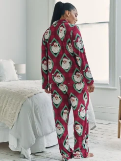 Chelsea Peers Christmas Jolly Santa Print Long Pyjamas Set