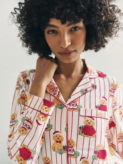 Chelsea Peers Cotton Chip the Christmas Cockapoo Dog Print Long Pyjamas Set