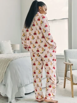Chelsea Peers Cotton Chip the Christmas Cockapoo Dog Print Long Pyjamas Set
