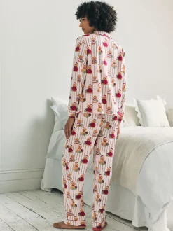 Chelsea Peers Cotton Chip the Christmas Cockapoo Dog Print Long Pyjamas Set
