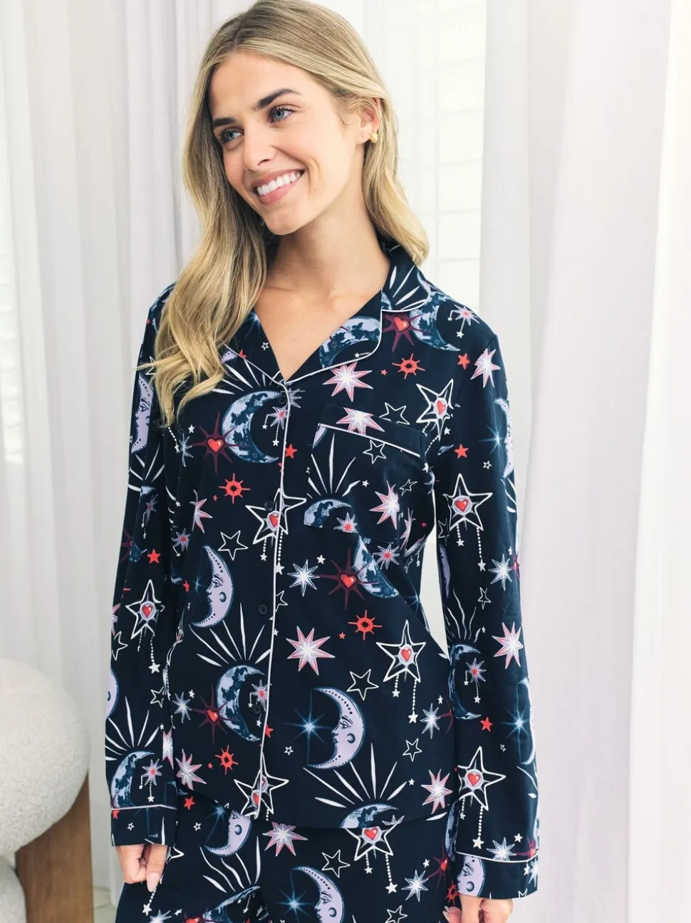 Chelsea Peers Cotton Mystic Moon Print Long Pyjamas Set