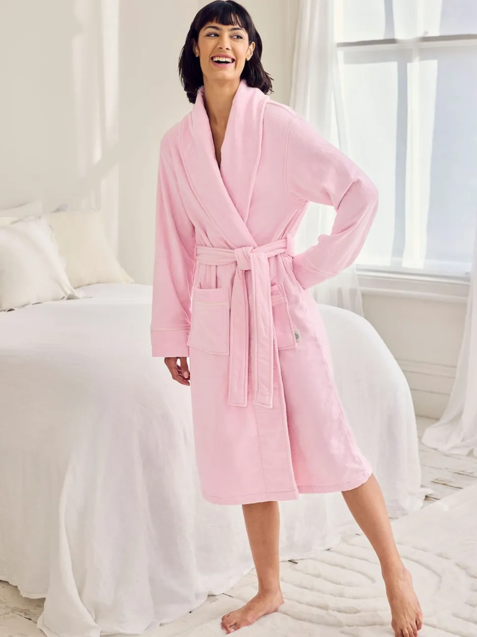 Chelsea Peers Cotton Towelling Embroidered Good Morning Dressing Gown
