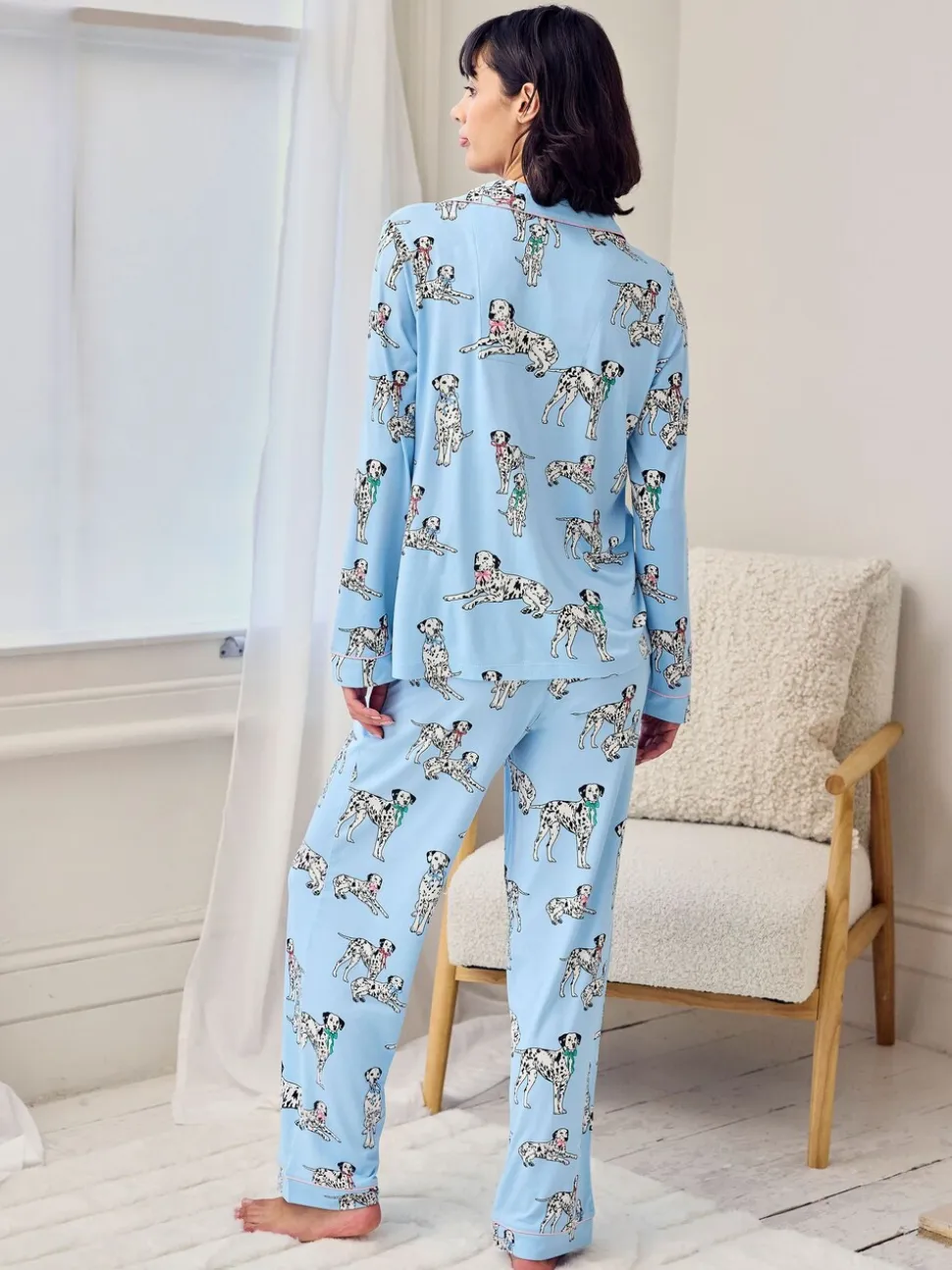 Chelsea Peers Dalmation Dogs Print Long Pyjamas Set