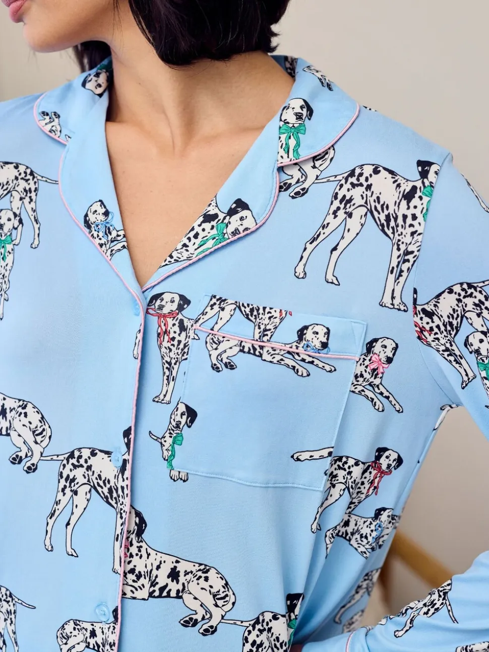 Chelsea Peers Dalmation Dogs Print Long Pyjamas Set