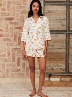 Chelsea Peers Dinosaur Print Long Pyjama Set