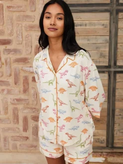 Chelsea Peers Dinosaur Print Long Pyjama Set