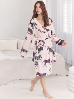 Chelsea Peers Fleece Celestial Leopard Print Dressing Gown