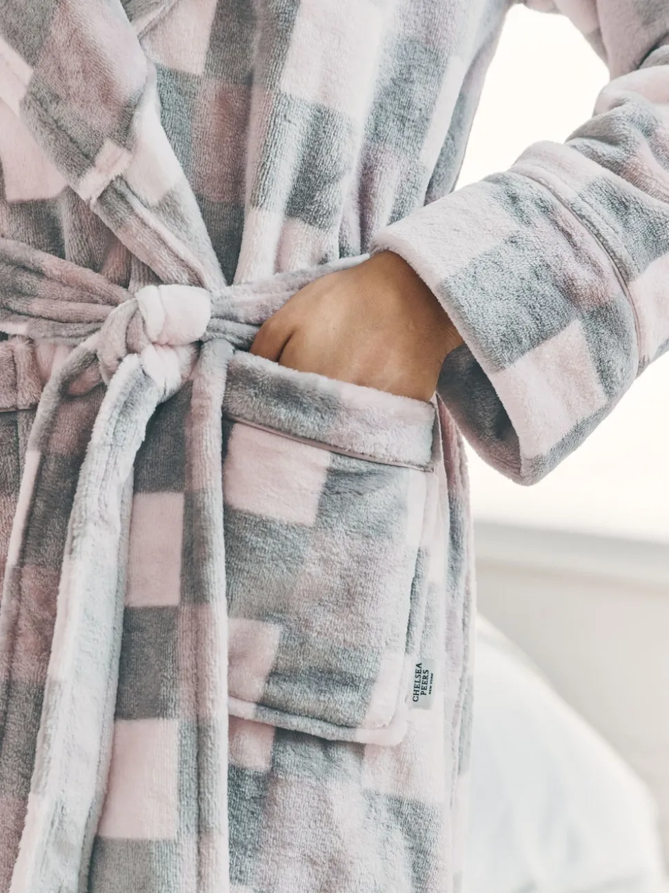 Chelsea Peers Fleece Check Hooded Dressing Gown