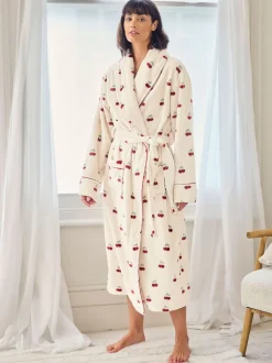 Chelsea Peers Fleece Cherry Print Long Dressing Gown