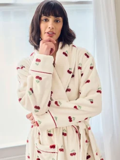 Chelsea Peers Fleece Cherry Print Long Dressing Gown