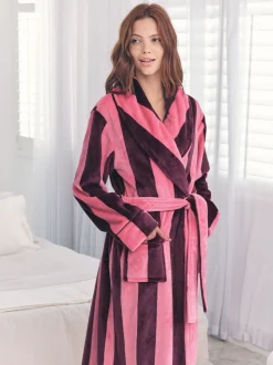 Chelsea Peers Fleece Stripe Dressing Gown