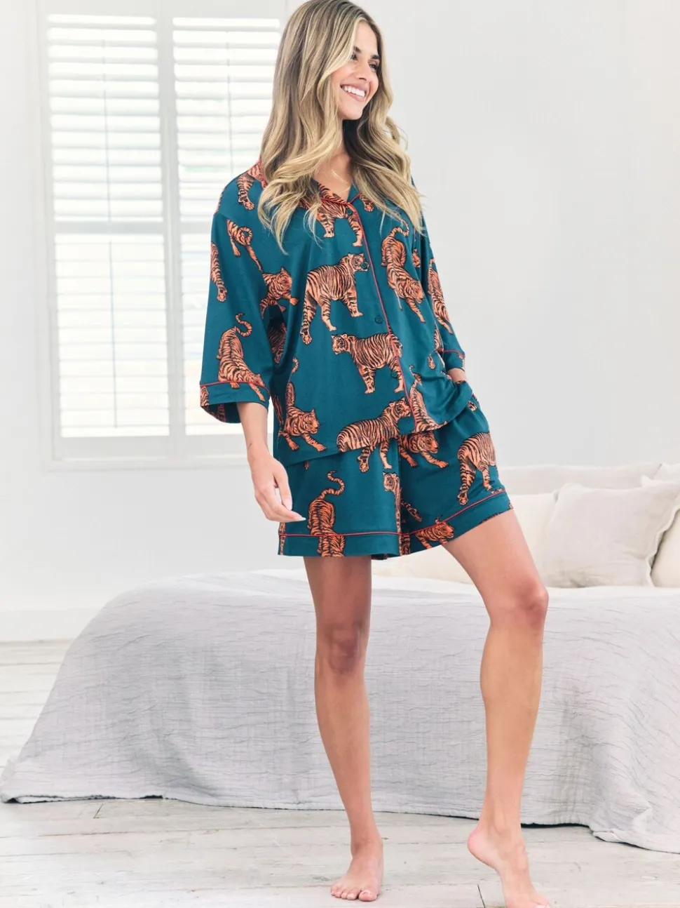 Chelsea Peers Tiger Print Long Pyjamas Set