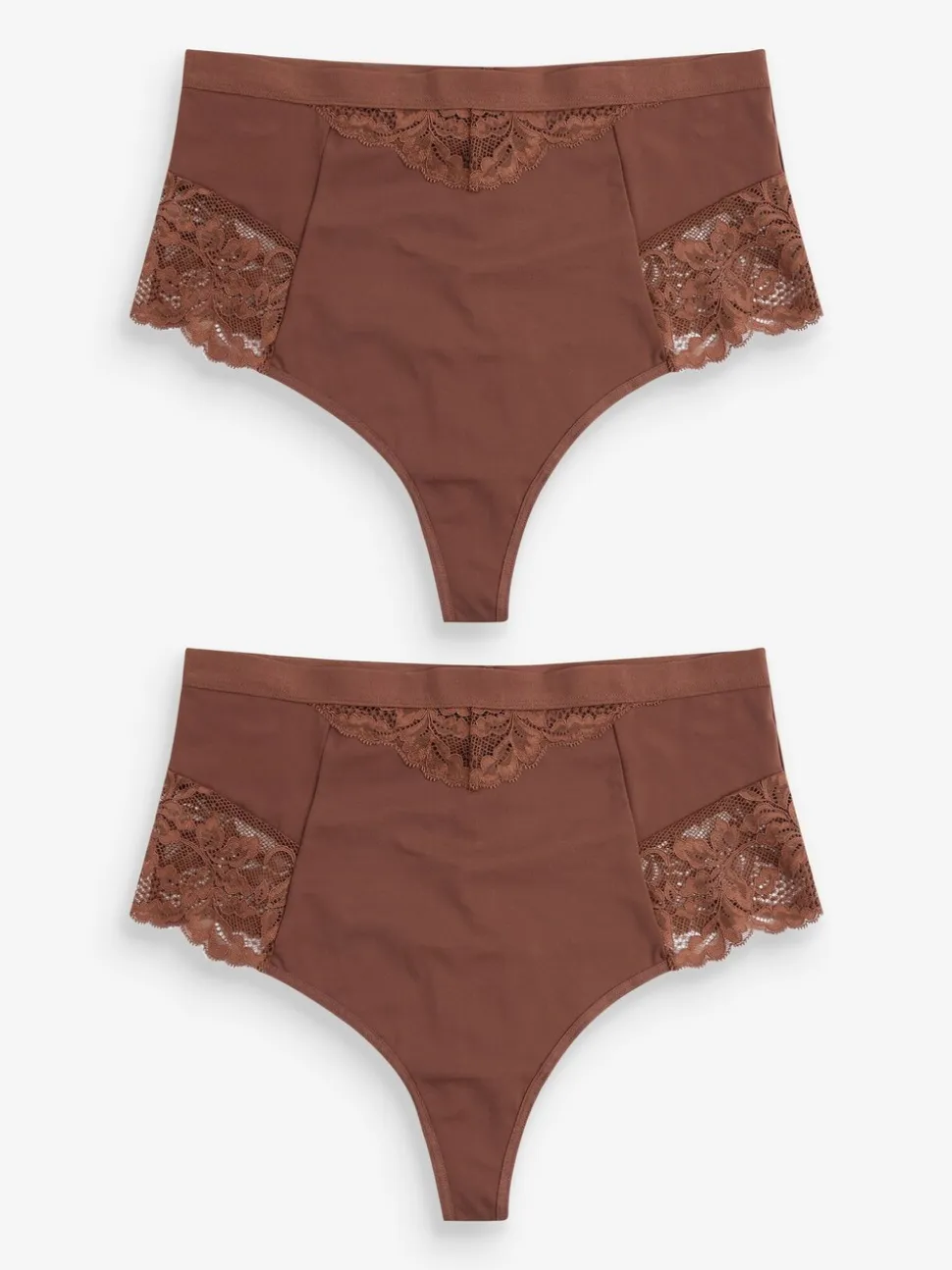 Chocolade nude - 2 Strings met licht buikcorrigerende hoge taille