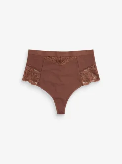 Chocolade nude - 2 Strings met licht buikcorrigerende hoge taille
