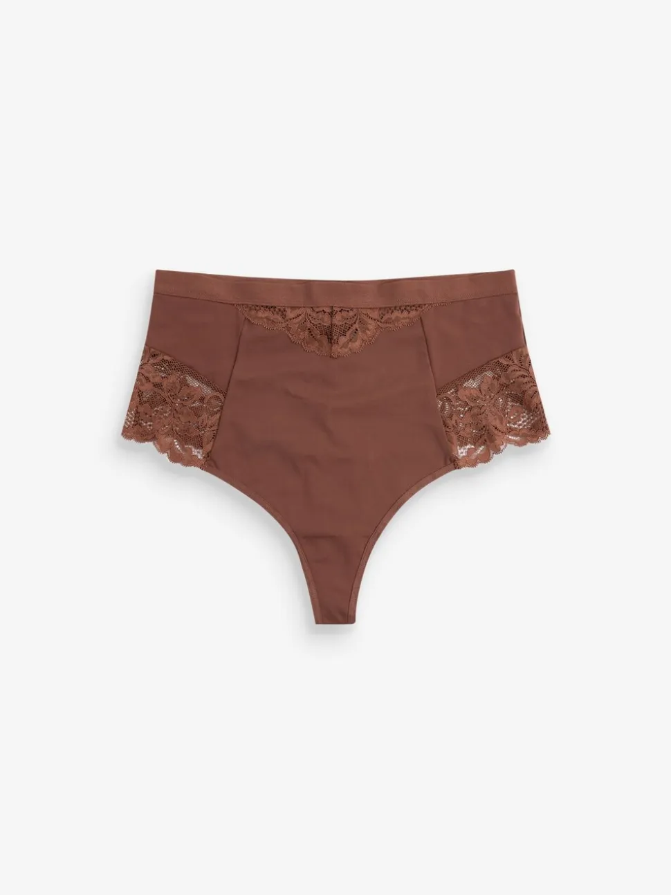 Chocolade nude - 2 Strings met licht buikcorrigerende hoge taille