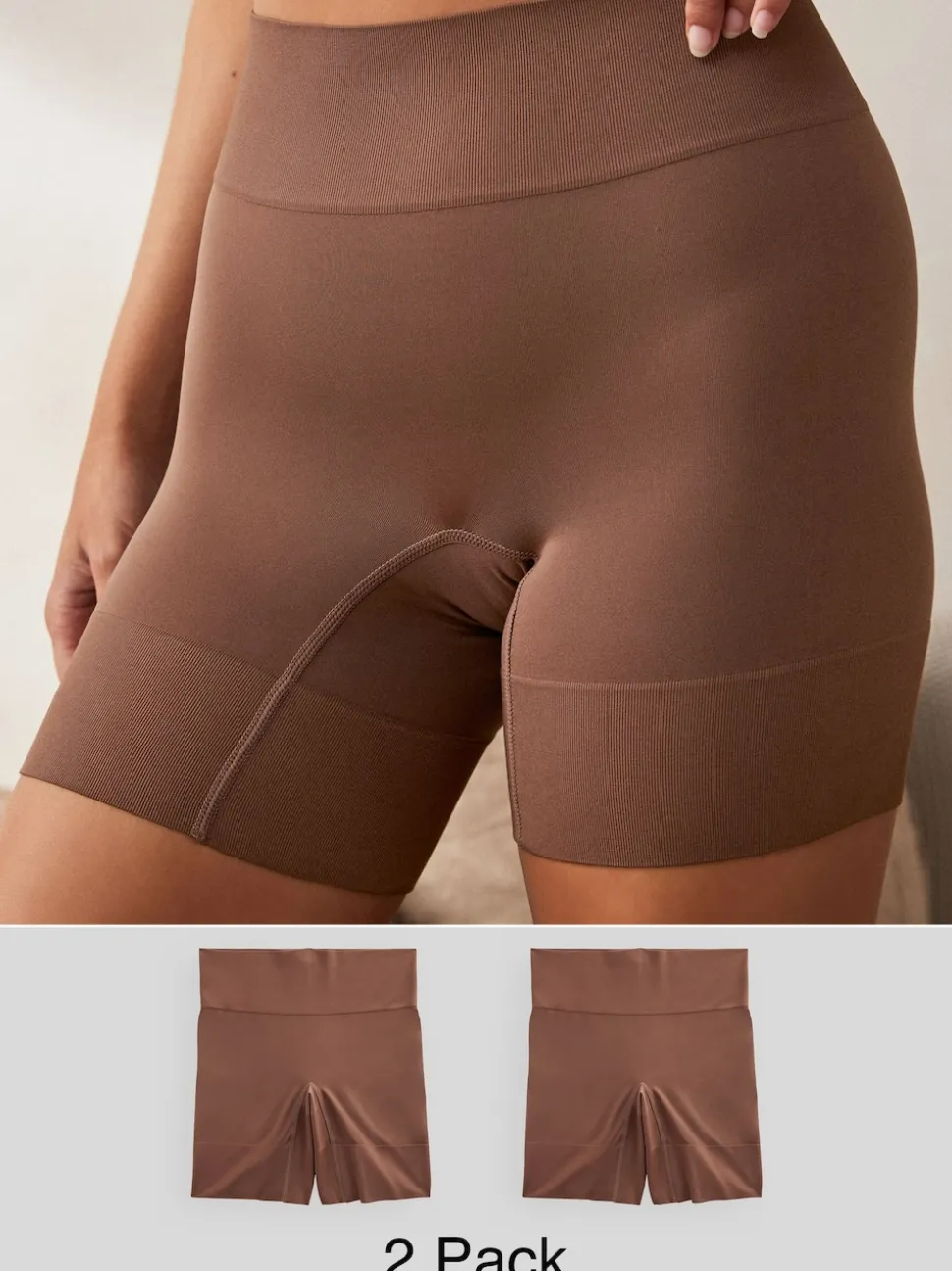 Chocolade nude - Verpakking van 2 naadloze irritatiewerende shorts