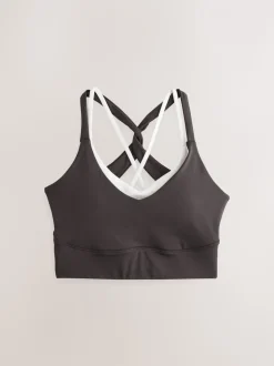 Chocoladebruin - Active Power Double Layer Cross Back Sports Bra