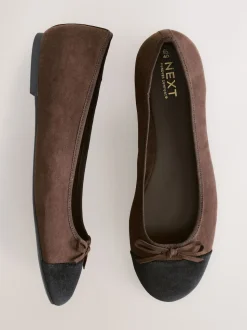 Chocoladebruin - Ballerina's met ronde neus