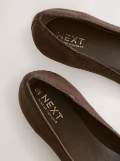 Chocoladebruin - Ballerina's met ronde neus