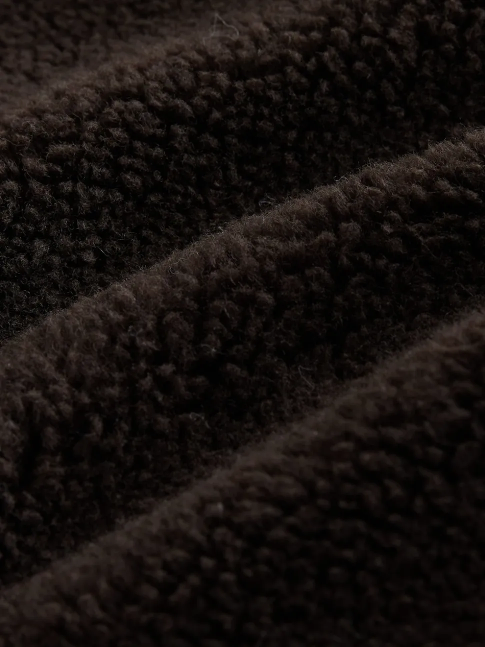 Chocoladebruin - Borg Zip Through Fleece With Rib Collar
