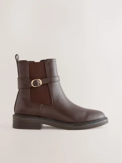 Chocoladebruin - Chelsea Boots met gesp