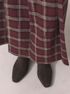 Chocoladebruin - Chisel Toe Block Heel Sock Boots