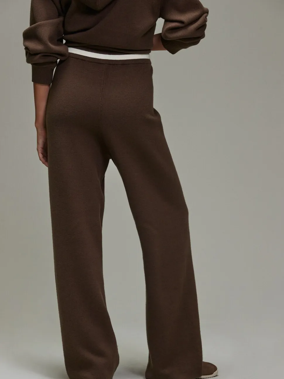 Chocoladebruin - Compact Cosy Wide Leg Tipped Joggers