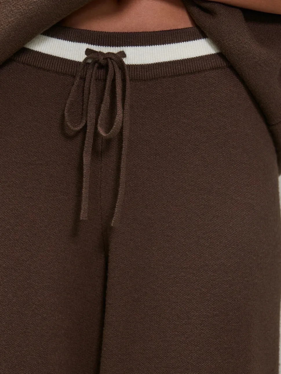 Chocoladebruin - Compact Cosy Wide Leg Tipped Joggers