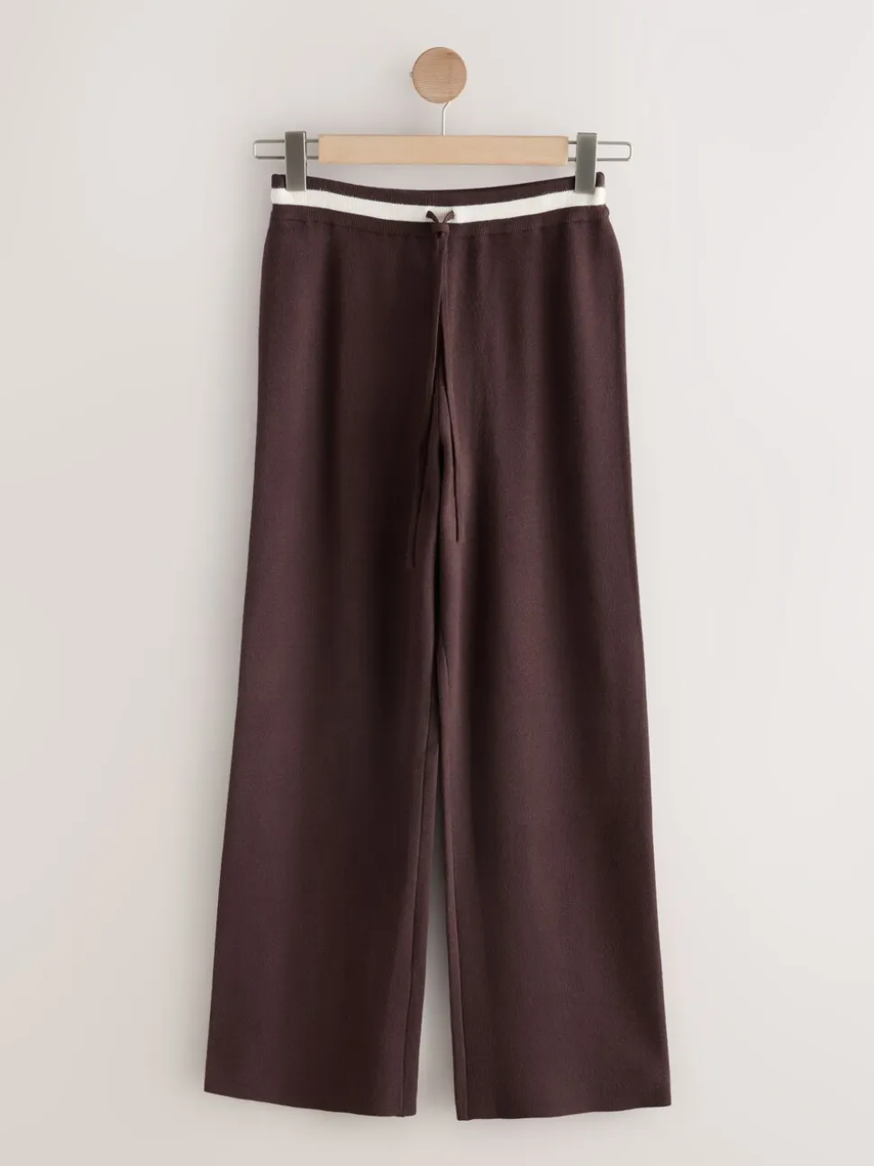 Chocoladebruin - Compact Cosy Wide Leg Tipped Joggers