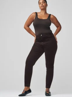 Chocoladebruin - Cord Skinny Hourglass Trousers