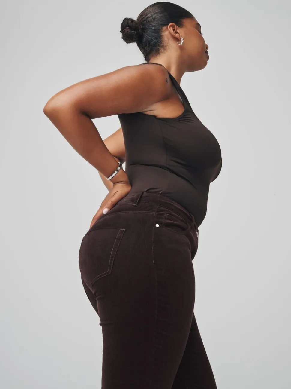 Chocoladebruin - Cord Skinny Hourglass Trousers