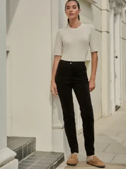 Chocoladebruin - Corduroy skinny broek