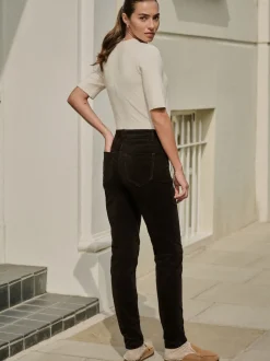 Chocoladebruin - Corduroy skinny broek