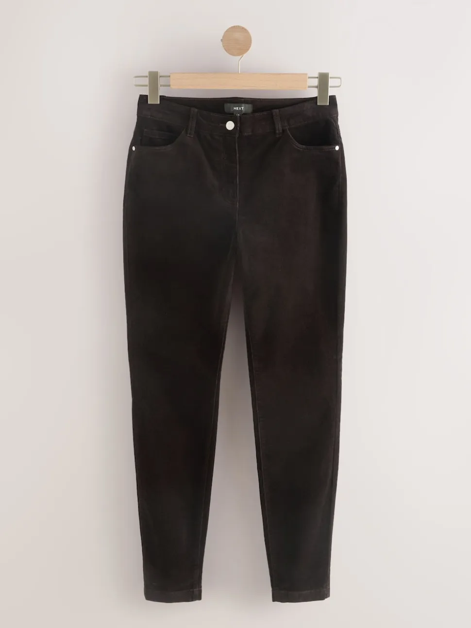 Chocoladebruin - Corduroy skinny broek