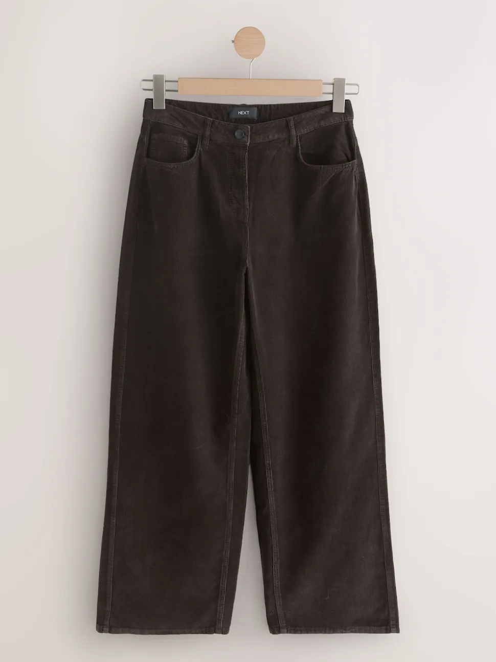Chocoladebruin - Corduroy broek met wijde pijpen