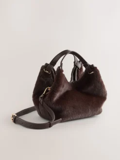 Chocoladebruin - Crossbodytas van imitatiebont