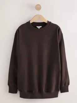 Chocoladebruin - Essentials sweatshirt met relaxte pasvorm, lange snit en zakken