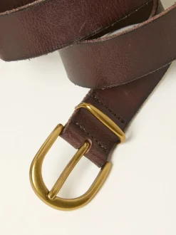 Chocoladebruin - FatFace effen leren riem