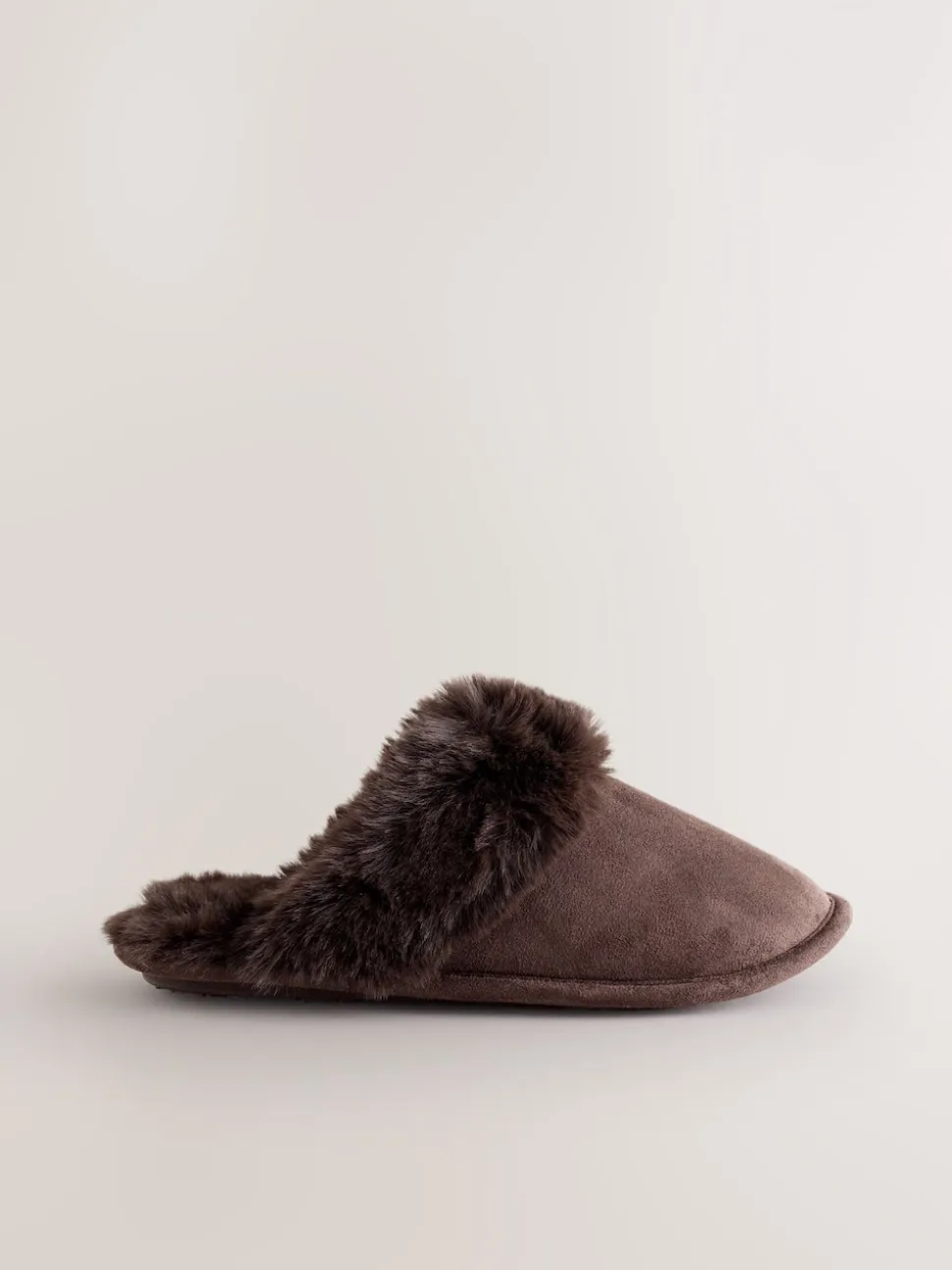 Chocoladebruin - Faux Fur Suede Mule Slippers