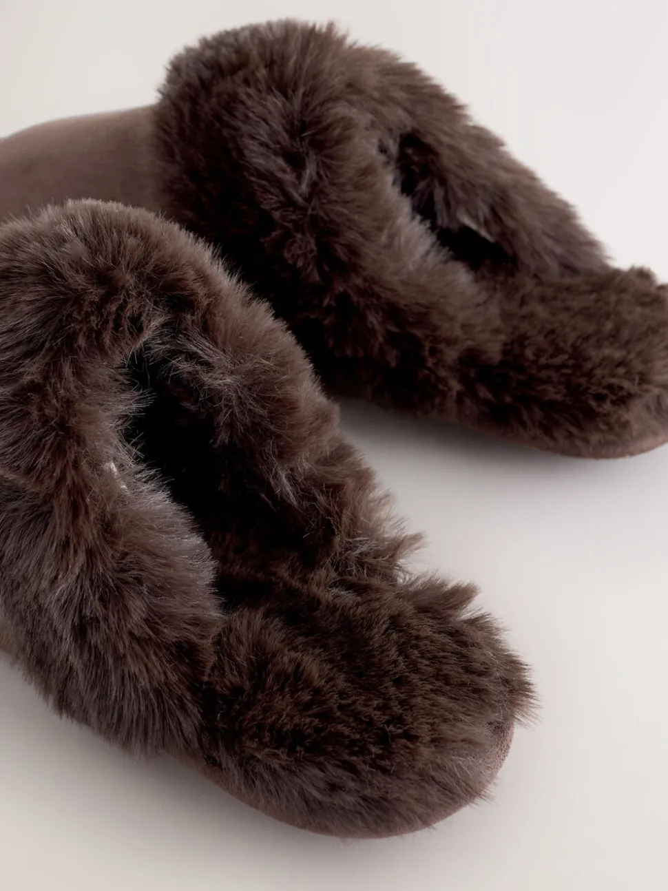 Chocoladebruin - Faux Fur Suede Mule Slippers