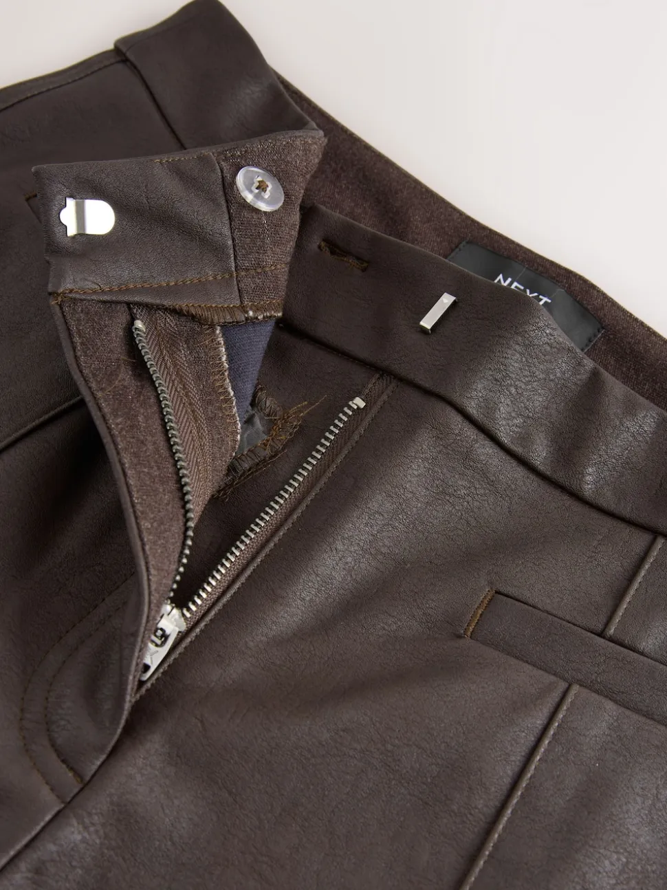 Chocoladebruin - Faux Leather Flared Trousers