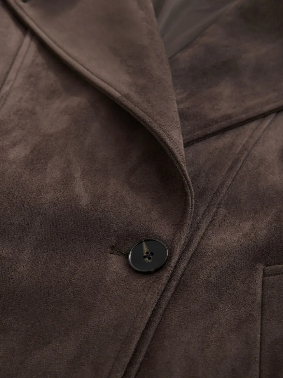 Chocoladebruin - Faux Suede Cropped Trench Coat