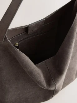 Chocoladebruin - Faux Suede Slouchy Shoulder Bag