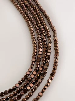 Chocoladebruin - Flat Facetted Bead Graduated Layer Necklace
